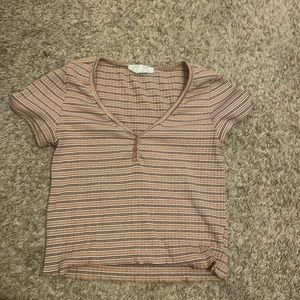 Stripped top, short length, size small